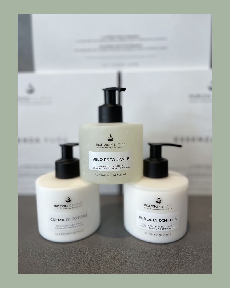 Kit di detergenti viso king size della linea Essenza Pura di Marzia Clinic